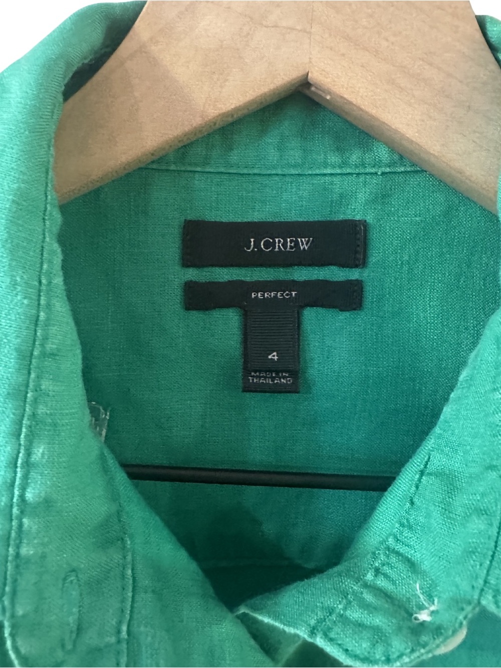 J. Crew 100% Linen Kelly Green Perfect Button Down Shirt - Picture 5 of 6